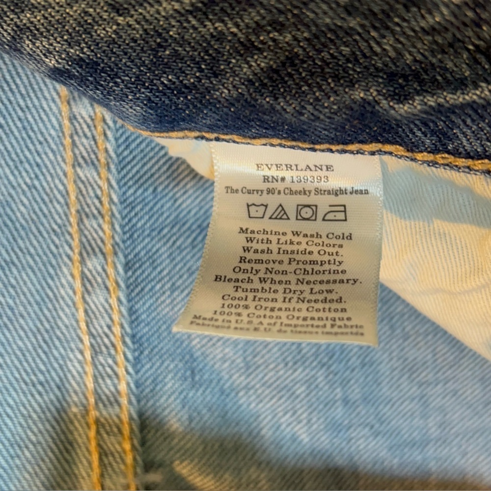 Everlane The Curvy 90s cheeky straight Jean size 28 ankle organic cotton - Picture 5 of 5